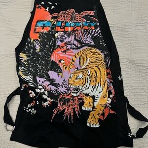 Diesel Black Tee with Vibrant Graphic & Open Back with the Belt Size XXS